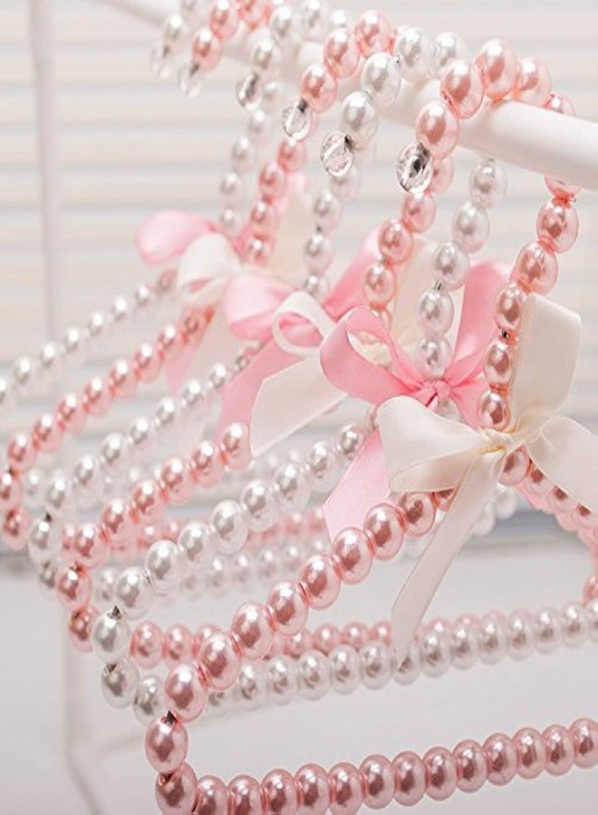 BUUEERR 5 Pack Pearl Beads Metal Elegant Rosette Clothes Hangers for Kids Children Pet Dog (Pink) - Image 1